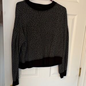 Chic Leopard Print Black and Gray Sweater